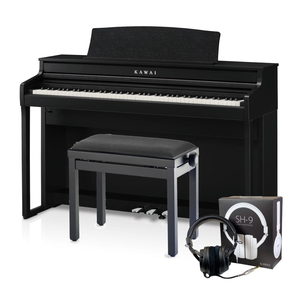 Kawai CA401 Satin Black with Piano Stool & Kawai SH9 Headphones