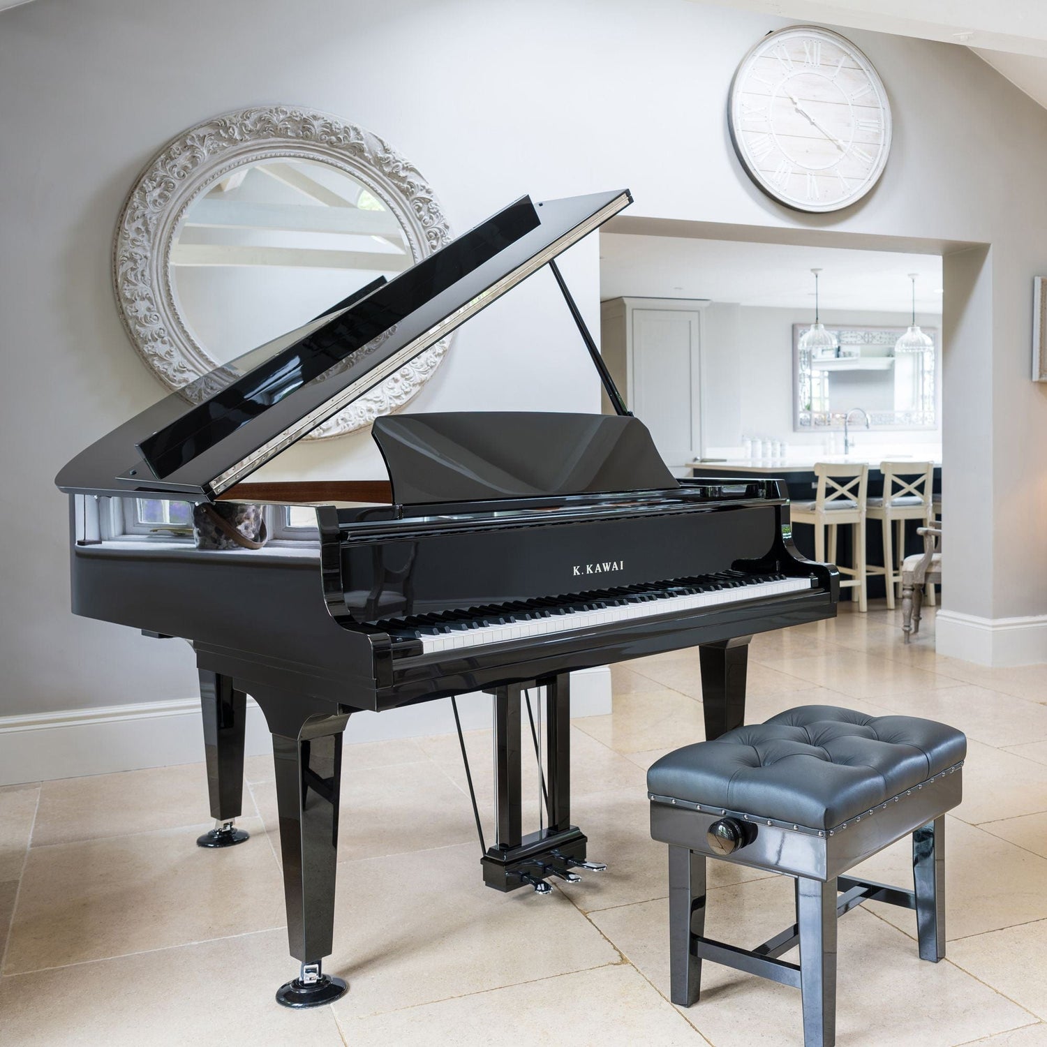 Kawai GL10 Grand Piano; Polished Ebony with Silver Fittings