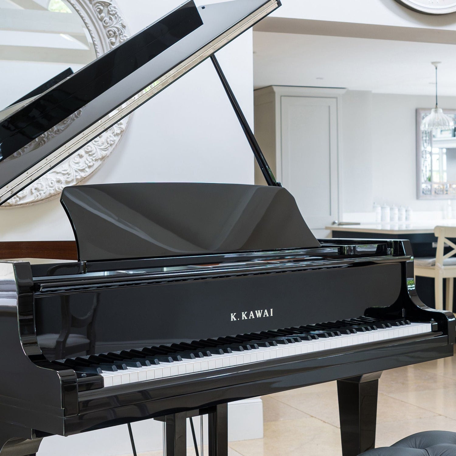 Kawai GL10 Grand Piano; Polished Ebony with Silver Fittings